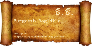 Burgreth Boglár névjegykártya